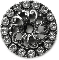 Caché small round back plate with 16 Swarovski Clear Crystals in Chalice. 884-9C