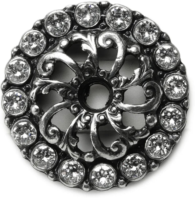 Caché small round back plate with 16 Swarovski Clear Crystals in Chalice. 884-9C