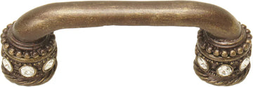 Caché 3'' cc pull with Swarovski Clear Crystals & sleeves in Antique Brass 896-3C