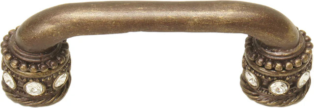 Caché 3'' cc pull with Swarovski Clear Crystals & sleeves in Antique Brass 896-3C