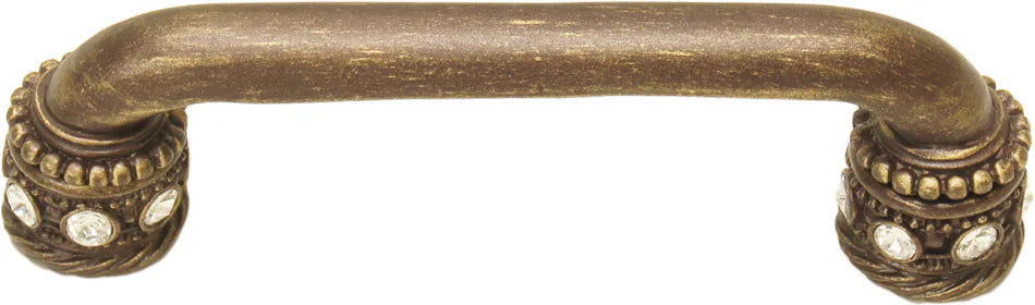 Caché 4'' cc pull with Swarovski Clear Crystals & sleeves in Antique Brass 897-3C