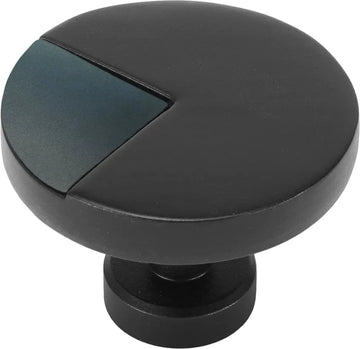 Spectra large round knob in Matte Black finish with Blue Titanium 9000-2BT