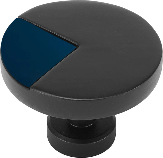 Spectra large round knob in Matte Black finish with Deep Blue 9000-2DB