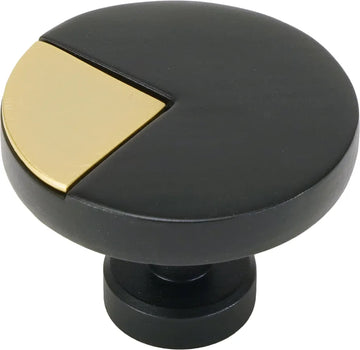Spectra large round knob in Matte Black finish with Gold 9000-2G