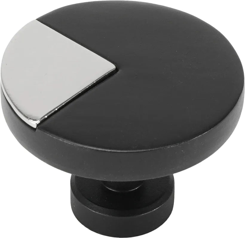 Spectra large round knob in Matte Black finish with Silver 9000-2S
