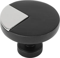 Spectra large round knob in Matte Black finish with Silver 9000-2S