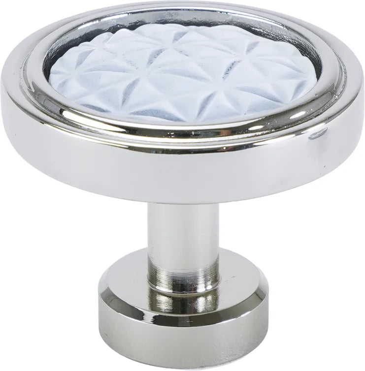 Spectra Origami knob in chrome and white finishes 9001CW
