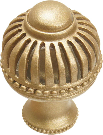 Cricket Cage large round knob with flared foot in Soft Gold. 953B-27