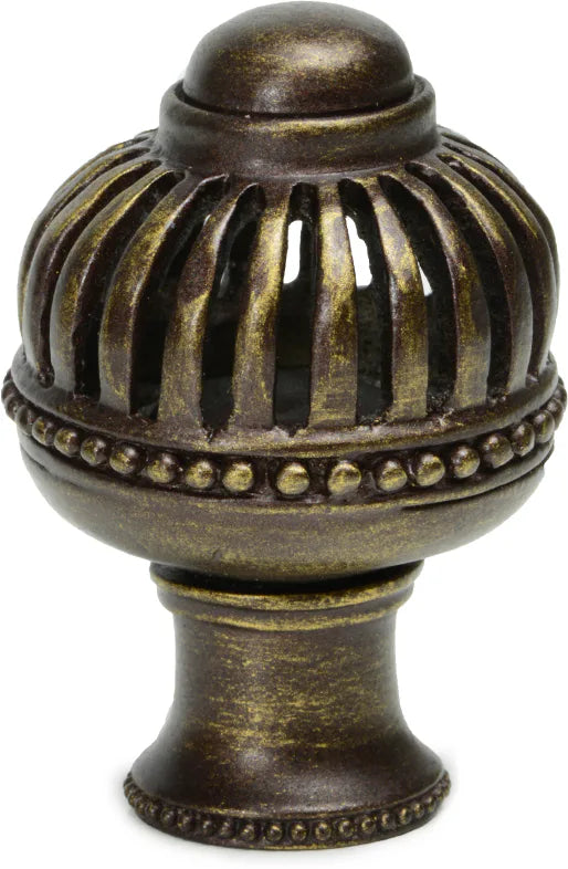 Cricket Cage large round knob with flared foot in Antique Brass. 953B-3