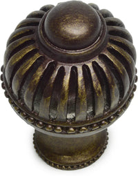 Cricket Cage large round knob with flared foot in Antique Brass. 953B-3