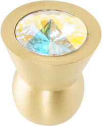 Latitude Cone brass knob; 18mm aurora borealis crystals; satin brass finish CB18AB