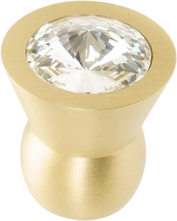 Latitude Cone brass knob; 18mm clear crystals; satin brass finish CB18C