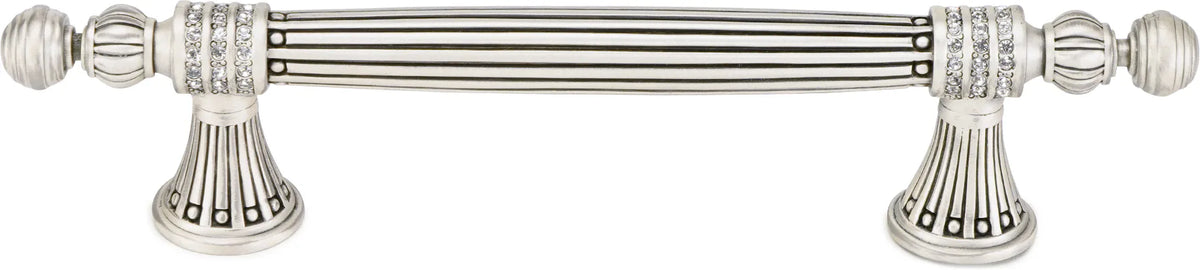Chesapeake 5'' cc Pull, Decorated With Swarovski® Clear Crystal, Matte Silver Finish 10051MS
