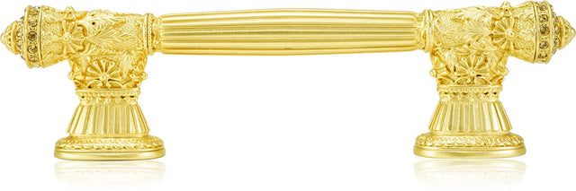 3-1/2'' cc Toulouse Pull, Lt. Colorado Topaz Crystal Satin Gold Finish 10057SG