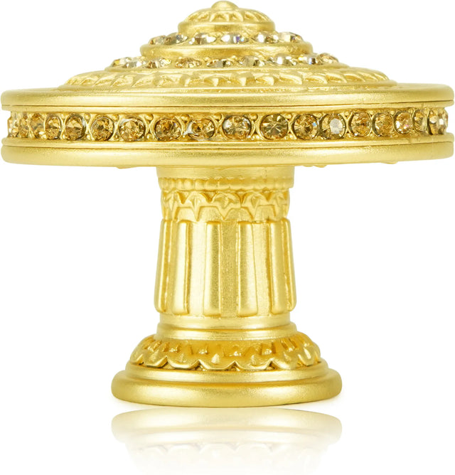 Toulouse Knob, Lt. Colorado Topaz Crystal Satin Gold Finish 10058SG