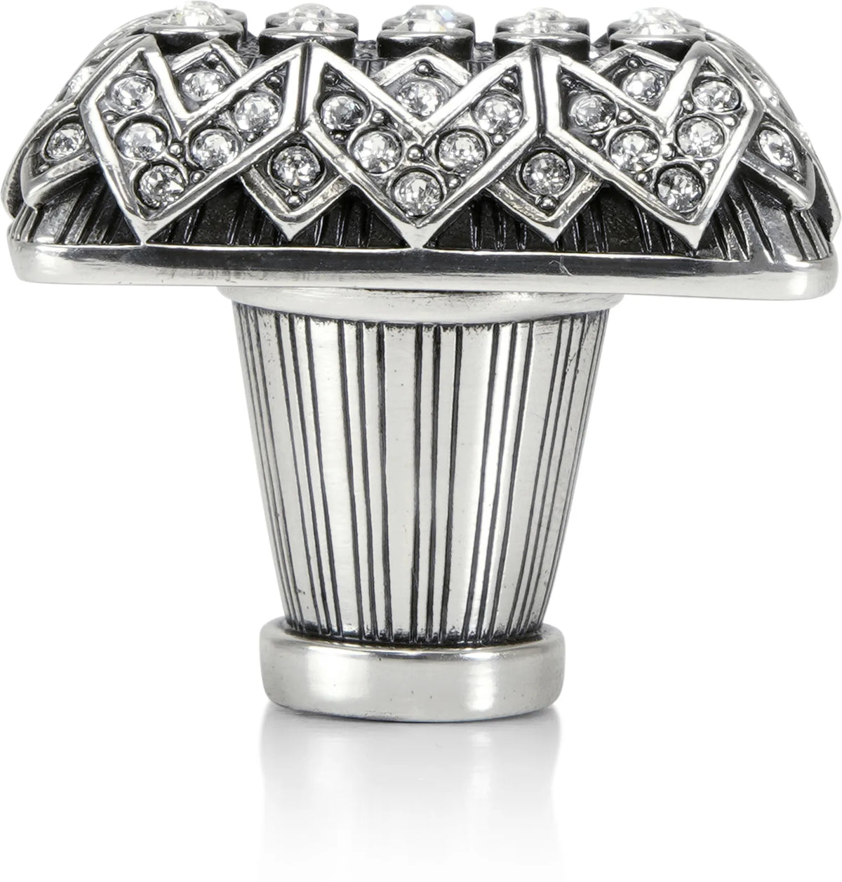 Evening Dress 4 Rectangle Knob, Clear Crystal Burnish Silver Finish 10343BS