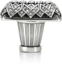 Evening Dress 4 Rectangle Knob, Clear Crystal Burnish Silver Finish 10343BS
