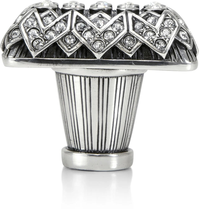 Evening Dress 4 Rectangle Knob, Clear Crystal Burnish Silver Finish 10343BS