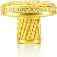 Evening Dress 2 Oval Knob, Clear Crystal Satin Gold Finish 10346SG