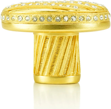 Evening Dress 2 Oval Knob, Clear Crystal Satin Gold Finish 10346SG