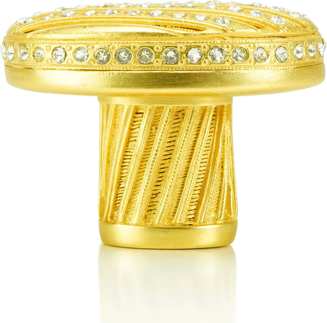 Evening Dress 2 Oval Knob, Clear Crystal Satin Gold Finish 10346SG