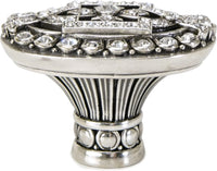 Evening Dress 2 Oval Knob, Decorated With Swarovski® Clear Crystal, Burnished Silver Finish 10352BS