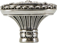 Evening Dress 2 Oval Knob, Decorated With Swarovski® Clear Crystal, Burnished Silver Finish 10352BS