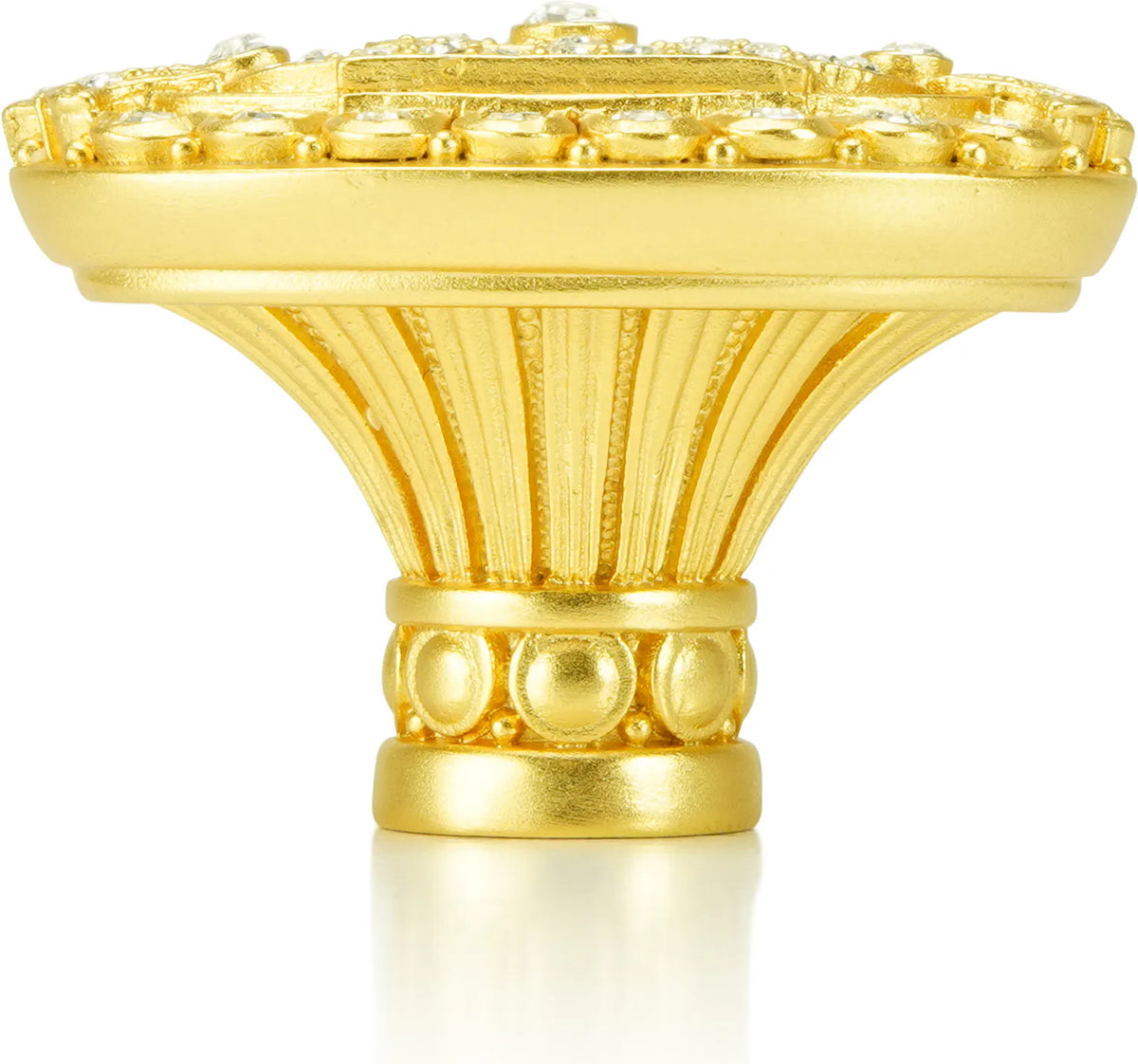 Evening Dress 2 Oval Knob, Clear Crystal Satin Gold Finish 10352SG