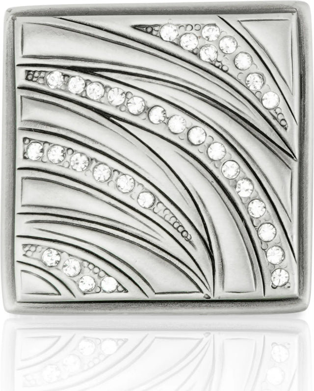 Evening Dress 3 Square Knob, Clear Crystal, Matte Silver Finish 10550MS