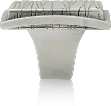 Etched Square Knob Burnish Pewter Finish 10709BP