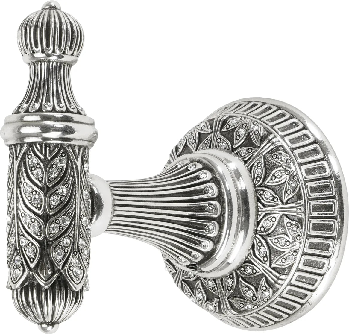 Hampton Crystalized Small Hook, Decorated With Clear Swarovski Crystals, Burnished Silver Finish 2556/16