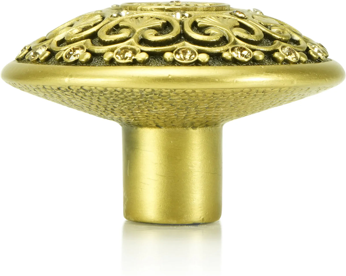 York Knob, Lt. Colorado Topaz Crystal Florentine Gold Finish 7156FG