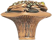 Frog Knob, Watercress With Peridot Crystal With Olivine Eyes Museum Gold Finish 7157/3