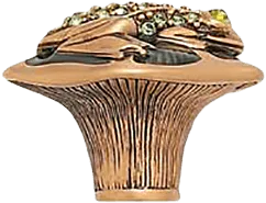 Frog Knob, Watercress With Peridot Crystal With Olivine Eyes Museum Gold Finish 7157/3