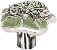 Frog Knob, Watercress With Peridot Crystal With Olivine Eyes Museum Gold Finish 7157/3