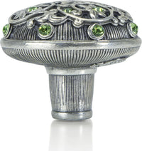 Knob, Peridot Crystal Burnish Silver Finish 7158/36