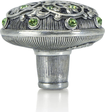Knob, Peridot Crystal Burnish Silver Finish 7158/36