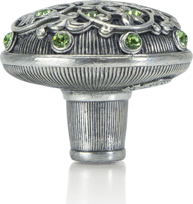Knob, Peridot Crystal Burnish Silver Finish 7158/36