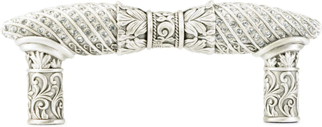 Fontainebleau 3'' cc Pull, Decorated With Swarovski® Clear Crystal, Matte Silver Finish 7671MS