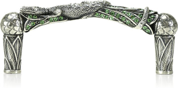 3-1/2'' cc Bali Pull, Erinite Green & Clear Crystal Burnish Silver Finish 7675/36