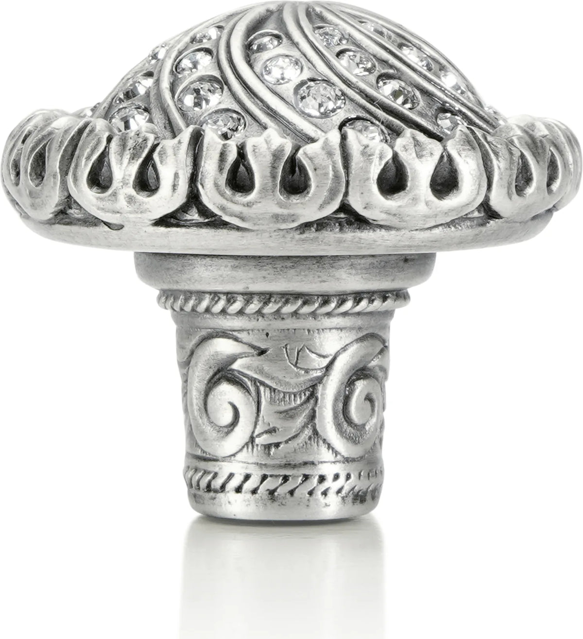 Fontainebleau Knob, Clear Crystal Matte Silver Finish 7719MS