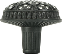 Hampton Crystalized Knob, Decorated With Swarovski® Lt Col Topaz Crystals, Burnish Brass 7722/4