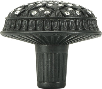 Hampton Crystalized Knob, Decorated With Swarovski® Lt Col Topaz Crystals, Burnish Brass 7722/4