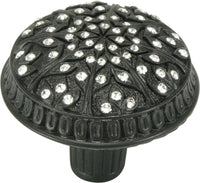 Hampton Crystalized Knob, Decorated With Swarovski® Lt Col Topaz Crystals, Burnish Brass 7722/4