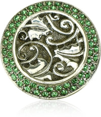 Rookwood Knob, Erinite Green Crystal Burnish Silver Finish 7741/36