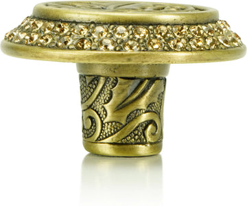 Rookwood Knob, Lt. Colorado Topaz Crystal Burnish Brass Finish 7741BB
