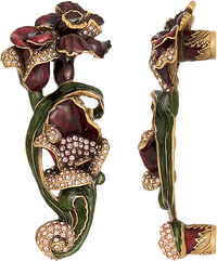 Chartres 3-1/2'' cc Pull, B. Burg, Wild Berry, Red Mah. Decorated With Swarovski® Clear Crystal , Museum Gold Finish 7955/2