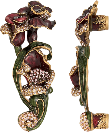 Chartres 3-1/2'' cc Pull, B. Burg, Wild Berry, Red Mah. Decorated With Swarovski® Clear Crystal , Museum Gold Finish 7955/2