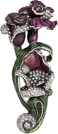 Chartres 3-1/2'' cc Pull, B. Burg, Wild Berry, Red Mah. Decorated With Swarovski® Clear Crystal , Museum Gold Finish 7955/2