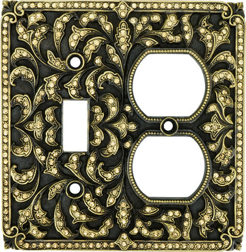 Switch Plates Double Outlet/ Single Toggle, Lt. Colorado Topaz Crystal 8002BB